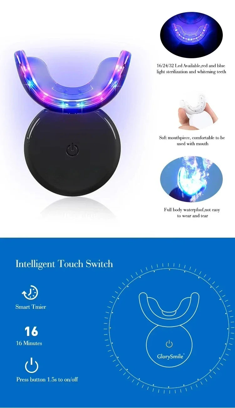 Teeth Whitening Kit with None Peroxide Gel and Wireless Blue Light