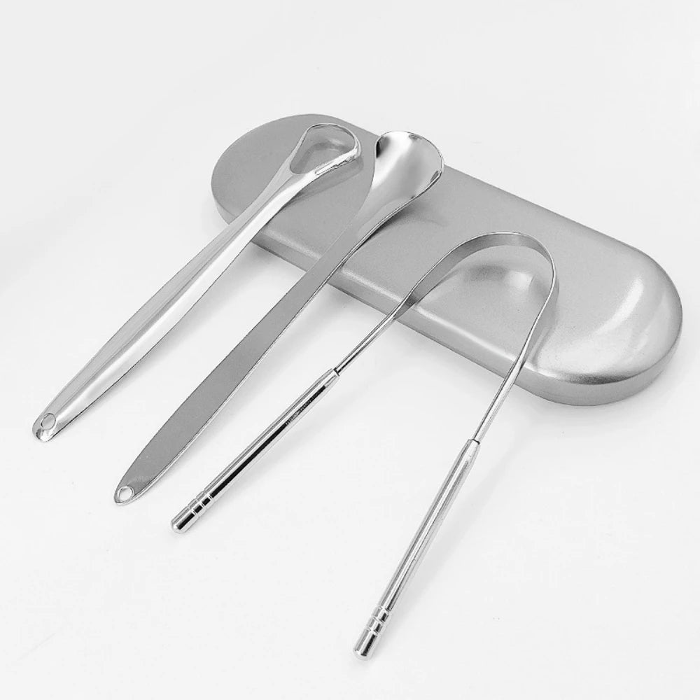 Tongue Cleaner set With Travel Handy Case Stainless