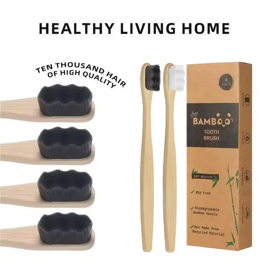 4 Soft Bristle Bamboo Micro-Nano Toothbrushes
