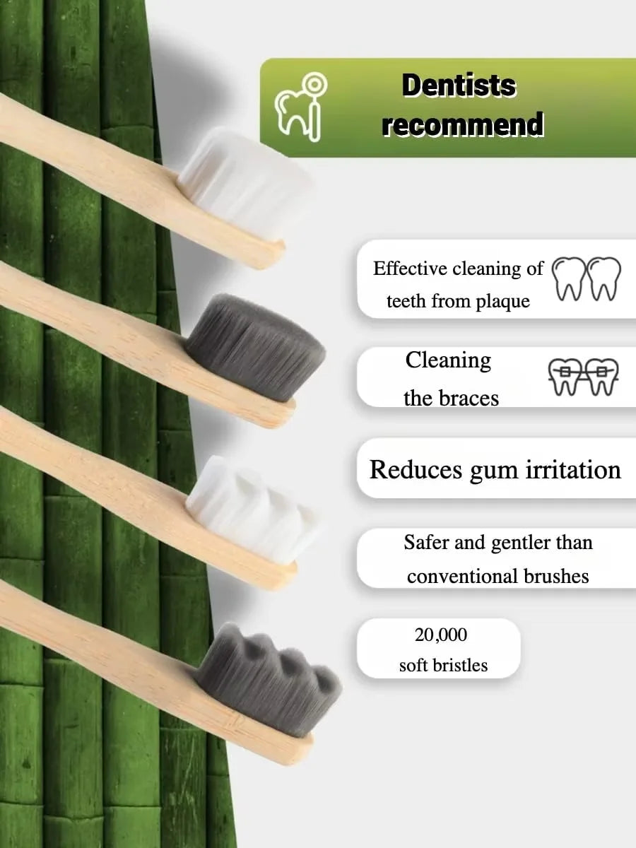 4 Soft Bristle Bamboo Micro-Nano Toothbrushes