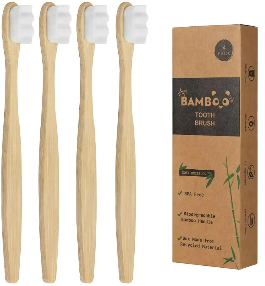 4 Soft Bristle Bamboo Micro-Nano Toothbrushes